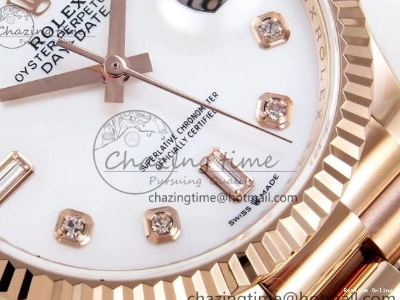 0523 OdorResistant Day Date 36 RG TWSF Best Edition White Diamonds Dial on RG Bracelet A 1610